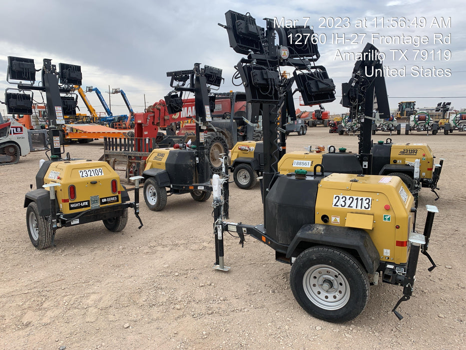 2022 Allmand NLV3GR (4) LED Light Fixture 350W, 23' Vertical Mast, 3kW Prime, Towable, ES Decals, T3