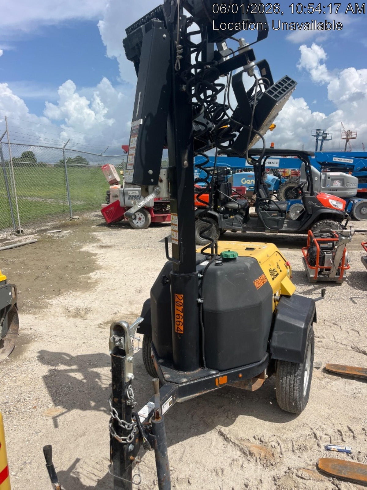 2022 Allmand NLV3GR (4) LED Light Fixture 350W, 23' Vertical Mast, 3kW Prime, Towable, Deep Sea L401, Leveling Jacks, Yanmar T4F 5.8hp