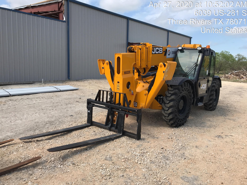 2020 JCB 510-56 Cab/Heat/Air, 74 HP, Solid Tires, STD Worklight, Beacon, Aux Hydraulics, Lifting Eye, Back up Alarm w/66" Carriage/60" Forks