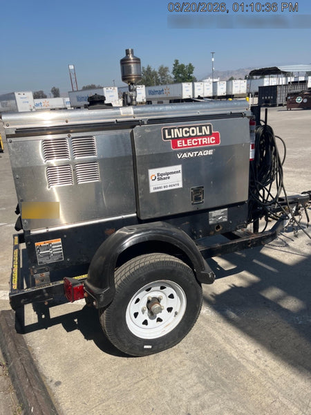 2019 Lincoln Electric Vantage 322 Welder Ready-Pak 3, Two wheel trailer, Fender and Light kit, Cable Rack
