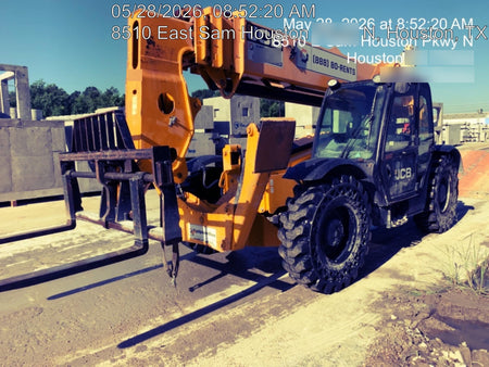 2020 JCB 510-56 Cab/Heat/Air, 74 HP, Solid Tires, STD Worklight, Beacon, Aux Hydraulics, Lifting Eye, Back up Alarm w/66" Carriage/60" Forks