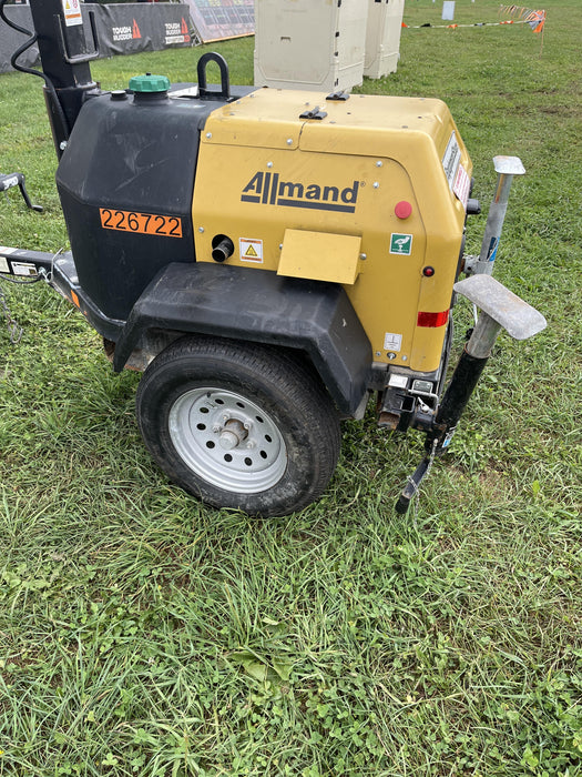 2022 Allmand NLV3GR (4) LED Light Fixture 350W, 23' Vertical Mast, 3kW Prime, Towable, Deep Sea L401, Leveling Jacks, Yanmar T4F 5.8hp