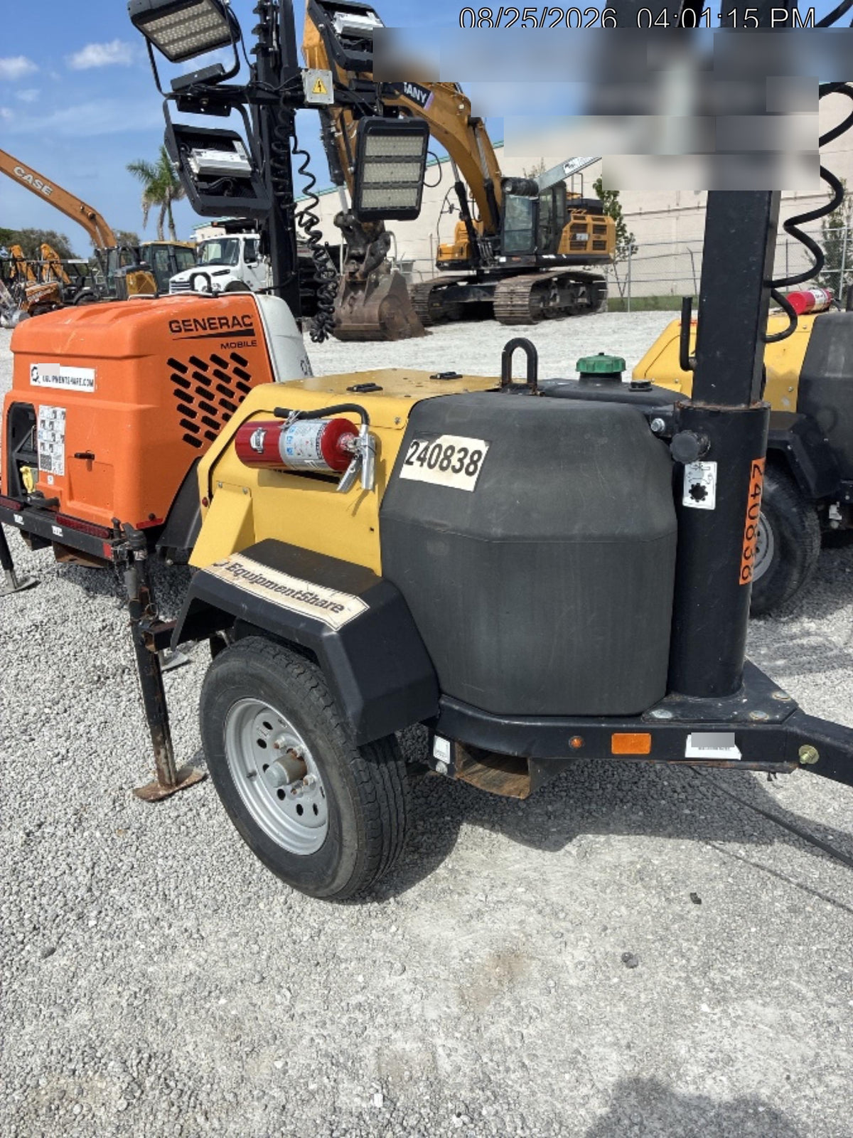 2022 Allmand NLV3GR (4) LED Light Fixture 350W, 23' Vertical Mast, 3kW Prime, Towable, Deep Sea L401, Leveling Jacks, Yanmar T4F 5.8hp