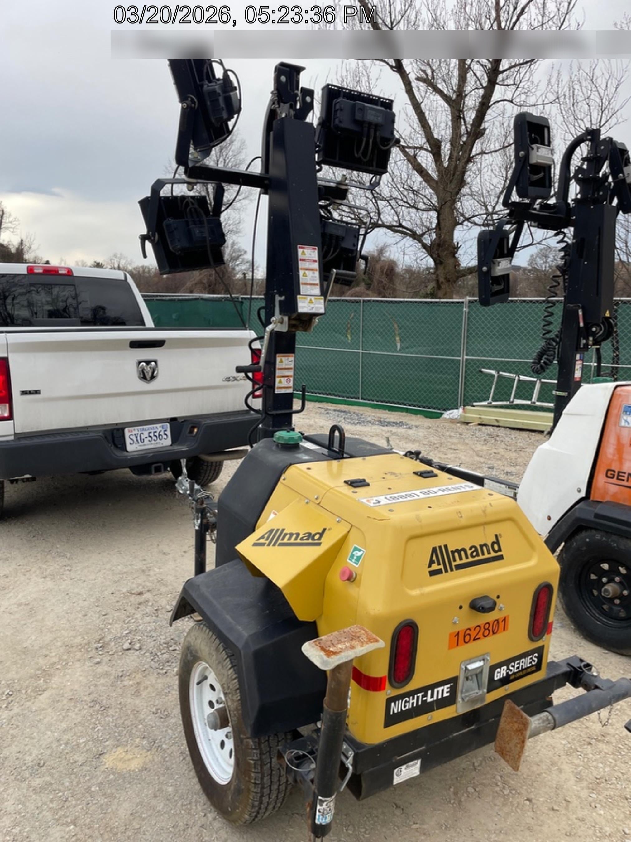 2021 Allmand NLV3GR (4) LED Light Fixture 350W, 23' Vertical Mast, 3kW Prime, Towable, Deep Sea L401, Leveling Jacks, Yanmar T4F 5.8hp