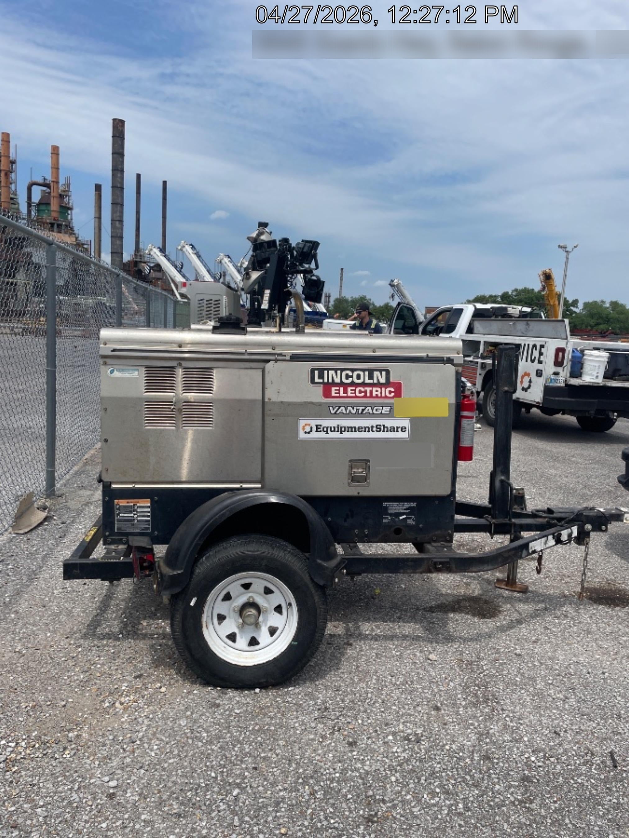 2019 Lincoln Electric Vantage 322 Ready-Pak 3, Two Wheel Trailer, Fender and Light Kit, Cable Rack