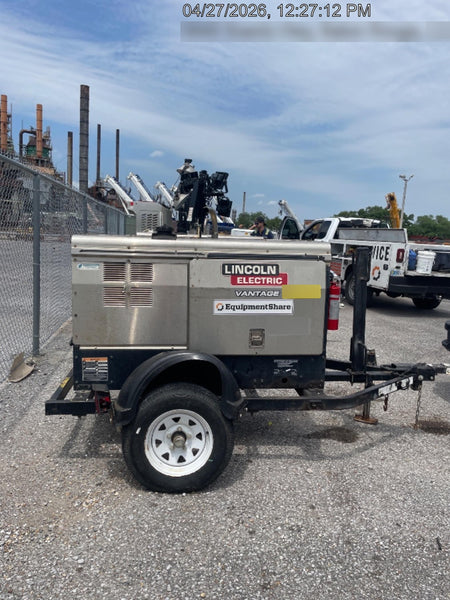 2019 Lincoln Electric Vantage 322 Ready-Pak 3, Two Wheel Trailer, Fender and Light Kit, Cable Rack