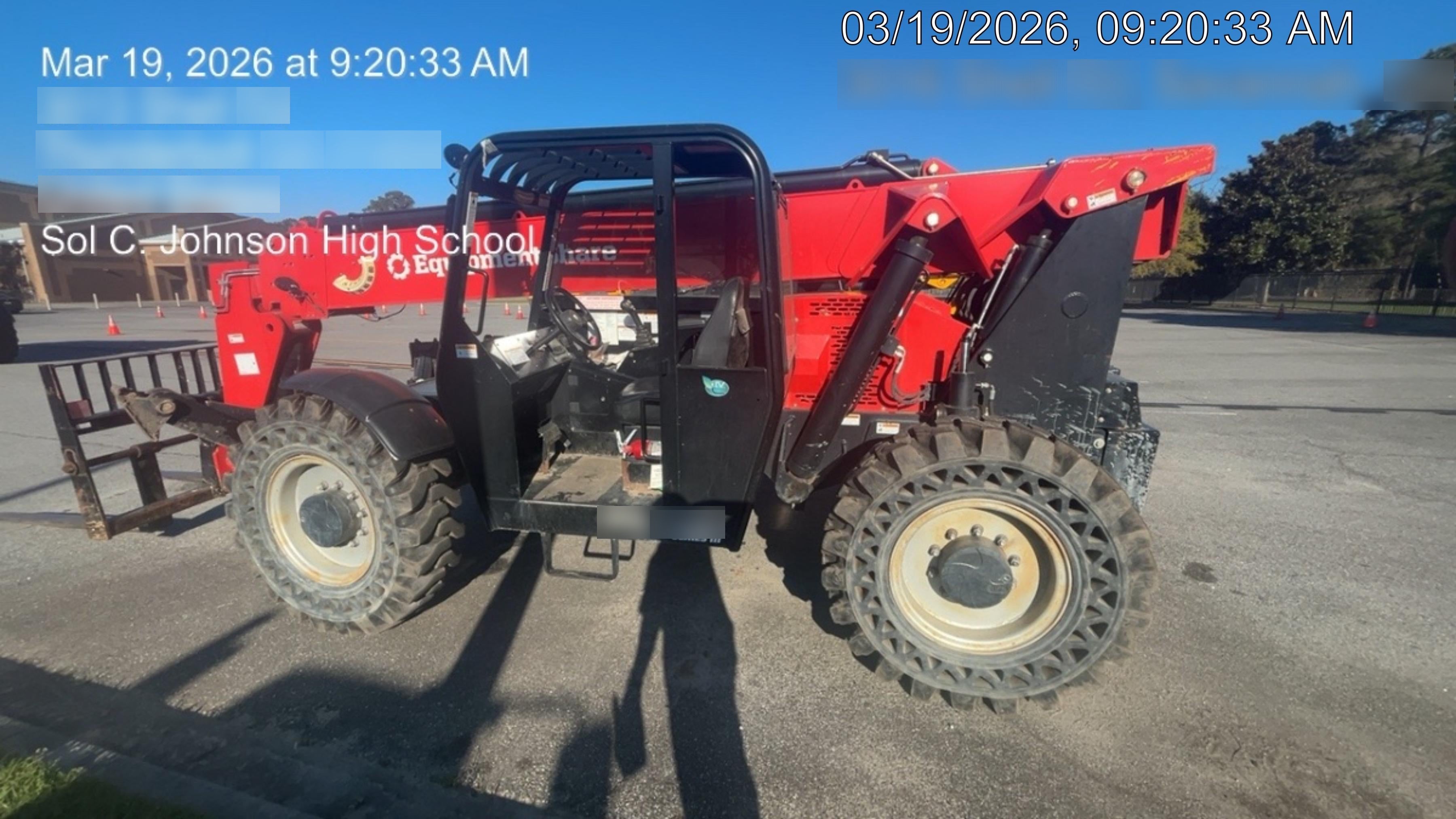 2019 Manitou MTA10055 Canopy, 120 HP, Solid Tires, Work Lights, Lift Hook, Auxiliary Hydraulics 66" Carriage and 60" Forks