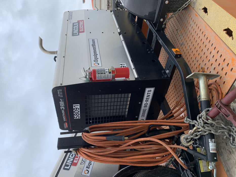 2019 Lincoln Electric Vantage 322 Welder Ready-Pak 3, Two wheel trailer, Fender and Light kit, Cable Rack