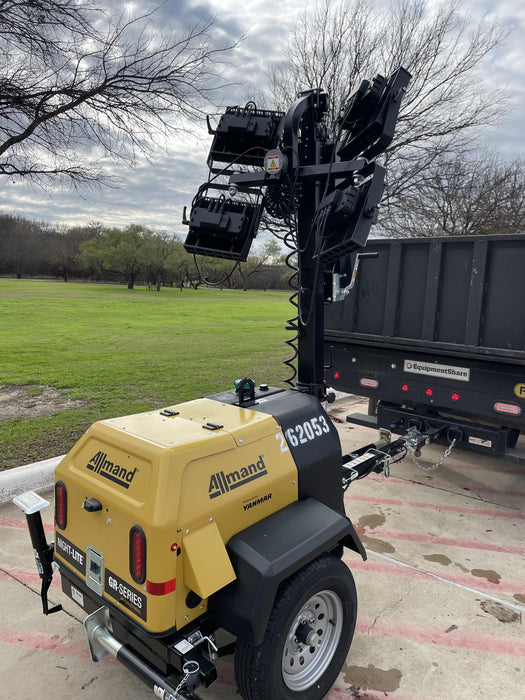 2022 Allmand NLV3GR (4) LED Light Fixture 350W, 23' Vertical Mast, 3kW Prime, Towable, ES Decals, T3