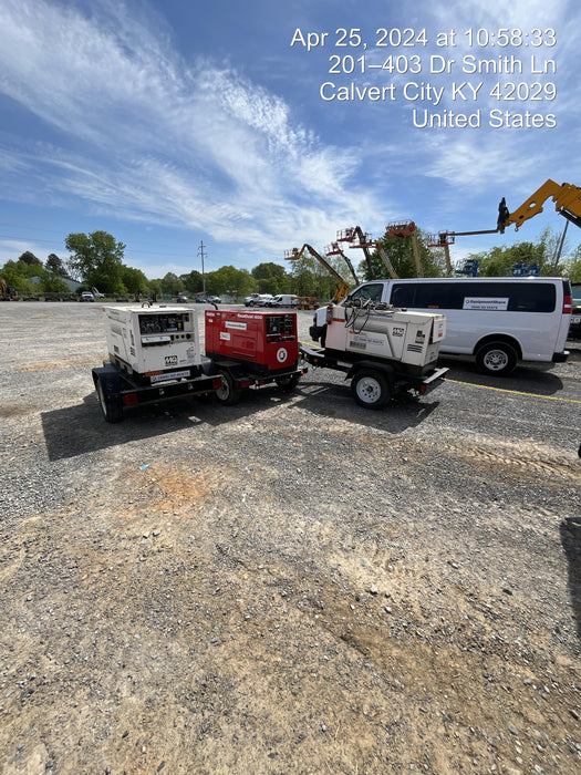 2023 Shindaiwa DGW400MDL Kubota D902 Engine, 23 HP, Dual Op Welder, Wire, Arc, Droop Stick, Tig, and CC Stick Functionality, Simulphase, 3 Phase and 1 Phase Gen Output, Single Axle NB Trlr, Slr Trckl Chrg 12V 12W, Fire Ext