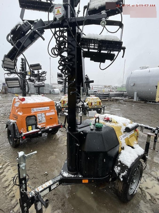 2022 Allmand NLV3GR (4) LED Light Fixture 350W, 23' Vertical Mast, 3kW Prime, Towable, Deep Sea L401, Leveling Jacks, Yanmar T4F 5.8hp