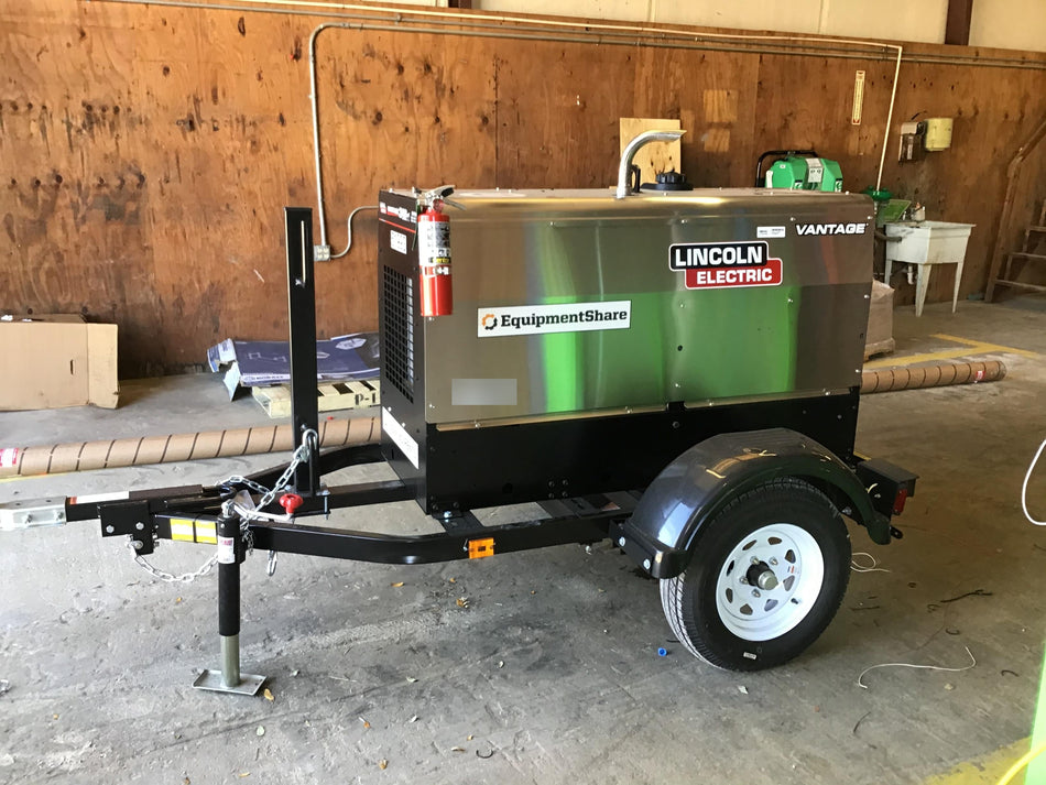 2019 Lincoln Electric Vantage 322 Welder Ready-Pak 3, Two wheel trailer, Fender and Light kit, Cable Rack
