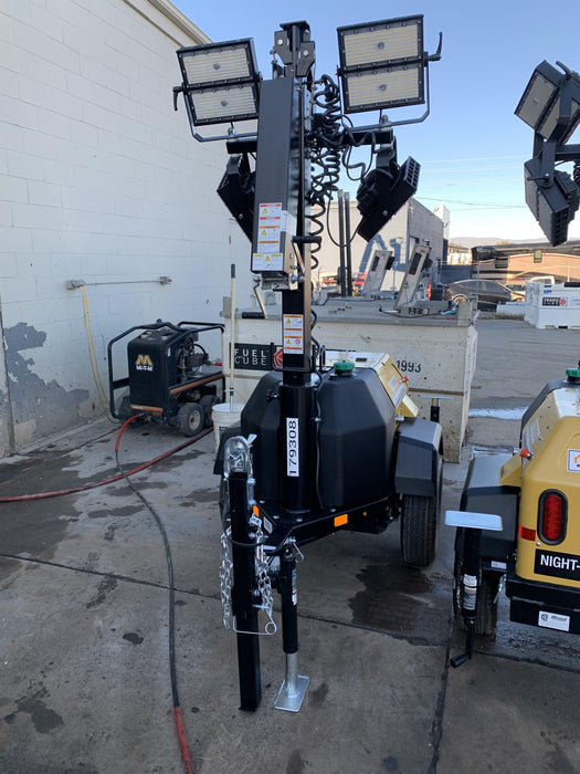 Allmand NLV3GR (4) LED Light Fixture 350W, 23' Vertical Mast, 3kW Prime, Towable, Deep Sea L401, Leveling Jacks, Yanmar T4F 5.8hp