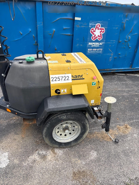 2022 Allmand NLV3GR (4) LED Light Fixture 350W, 23' Vertical Mast, 3kW Prime, Towable, Deep Sea L401, Leveling Jacks, Yanmar T4F 5.8hp