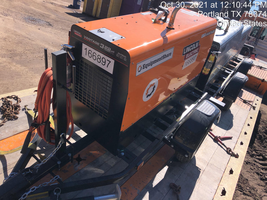 2021 Lincoln Electric Vantage 322 Vantage 322 Ready Pak 3 w/ Decals, ORANGE (includes trailer, cable rack, fender light kit) NO Telematics