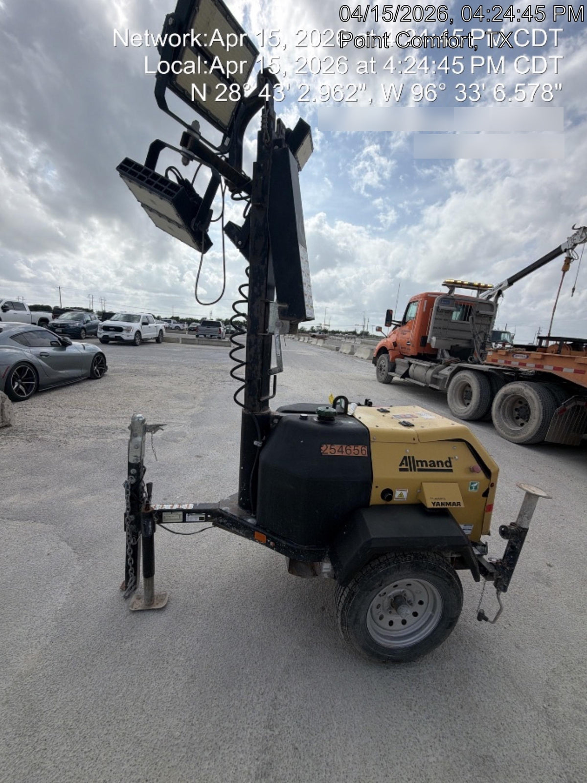 2022 Allmand NLV3GR (4) LED Light Fixture 350W, 23' Vertical Mast, 3kW Prime, Towable, ES Decals, T3