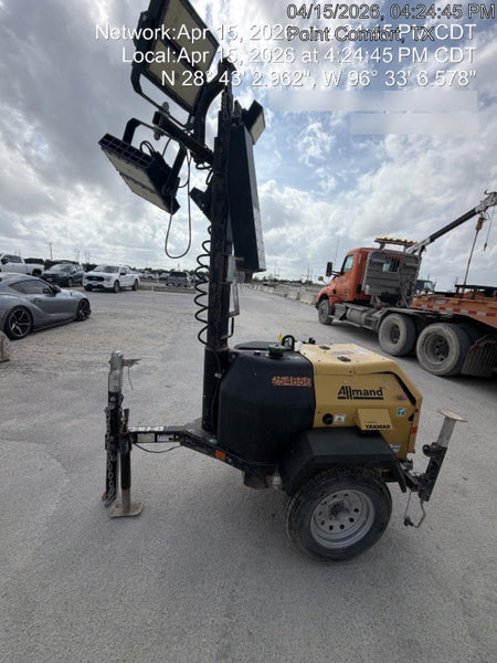 2022 Allmand NLV3GR (4) LED Light Fixture 350W, 23' Vertical Mast, 3kW Prime, Towable, ES Decals, T3