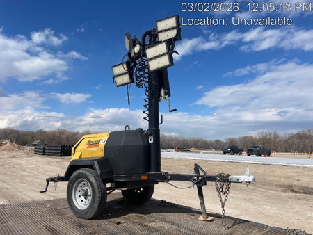 2022 Allmand NLV3GR (4) LED Light Fixture 350W, 23' Vertical Mast, 3kW Prime, Towable, Deep Sea L401, Leveling Jacks, Yanmar T4F 5.8hp