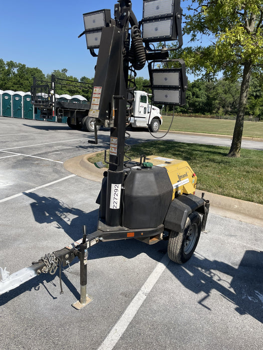 2022 Allmand NLV3GR (4) LED Light Fixture 350W, 23' Vertical Mast, 3kW Prime, Towable, Deep Sea L401, Leveling Jacks, Yanmar T4F 5.8hp