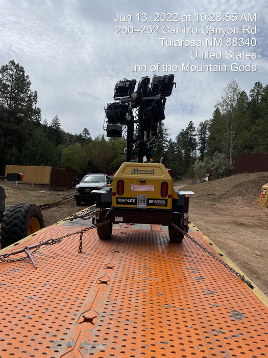 2022 Allmand NLV3GR (4) LED Light Fixture 350W, 23' Vertical Mast, 3kW Prime, Towable, Deep Sea L401, Leveling Jacks, Yanmar T4F 5.8hp