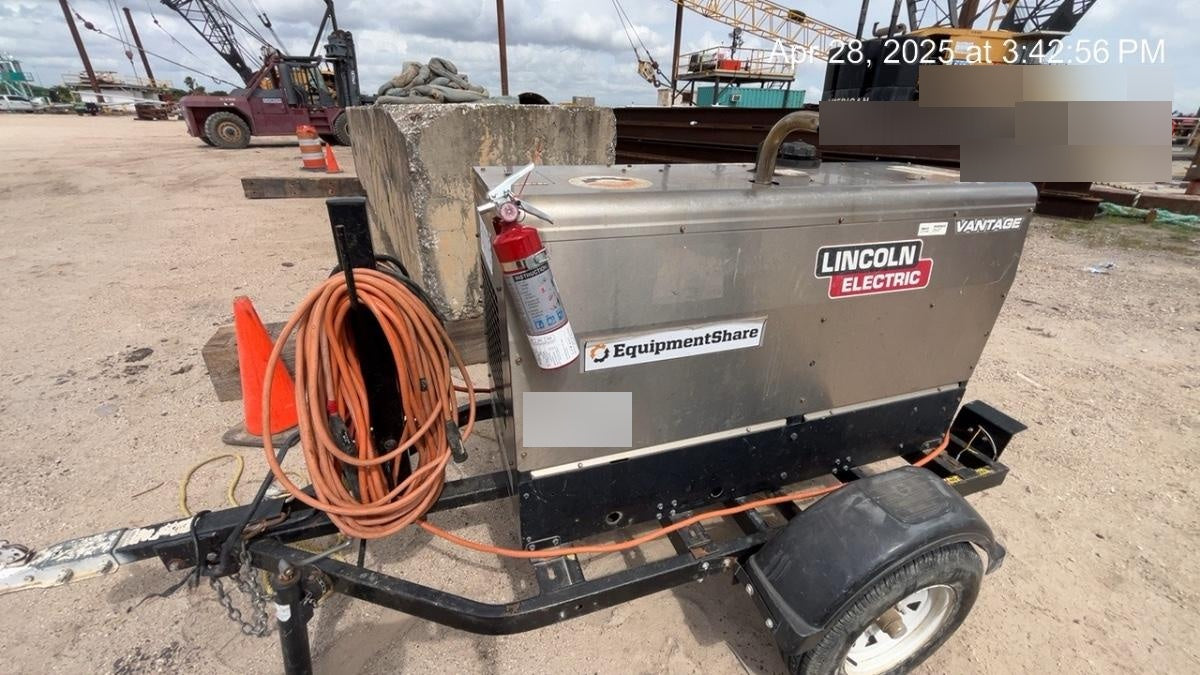 2019 Lincoln Electric Vantage 322 Welder Ready-Pak 3, Two wheel trailer, Fender and Light kit, Cable Rack