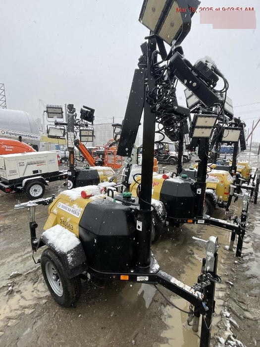 2022 Allmand NLV3GR (4) LED Light Fixture 350W, 23' Vertical Mast, 3kW Prime, Towable, Deep Sea L401, Leveling Jacks, Yanmar T4F 5.8hp