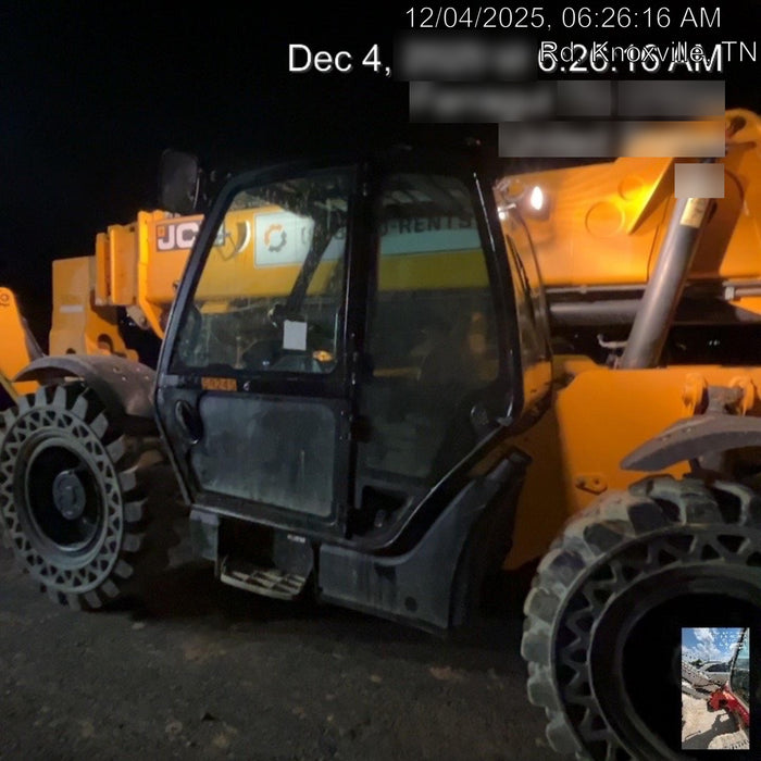 2020 JCB 510-56 Cab/Heat/Air, 74 HP, Solid Tires, STD Worklight, Beacon, Aux Hydraulics, Lifting Eye, Back up Alarm w/66" Carriage/60" Forks