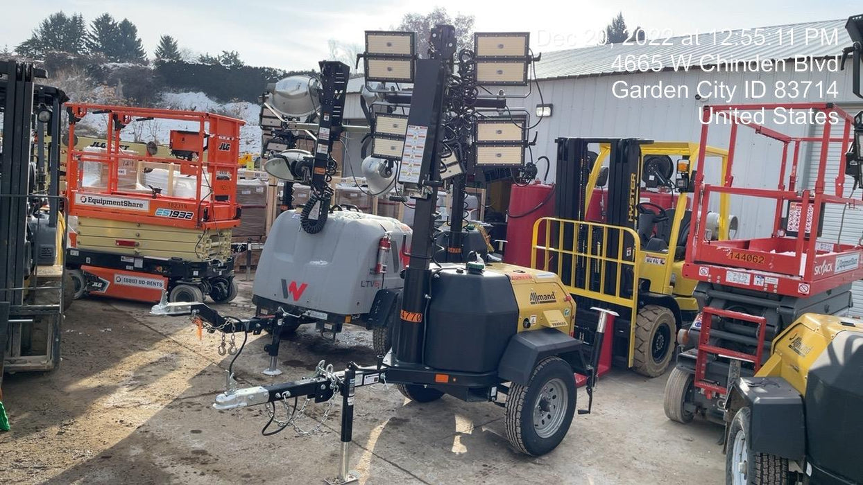 2022 Allmand NLV3GR (4) LED Light Fixture 350W, 23' Vertical Mast, 3kW Prime, Towable, ES Decals, T3