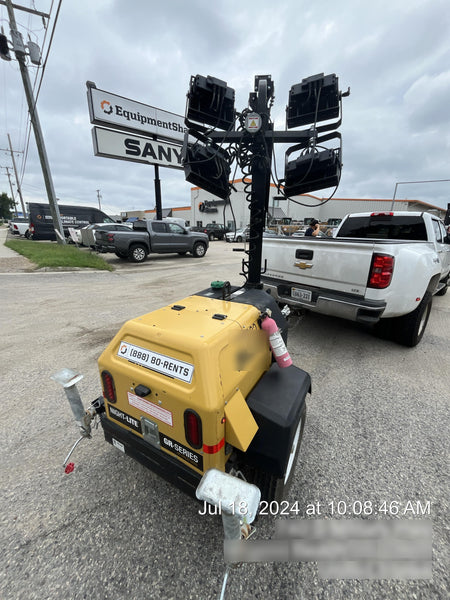 2021 Allmand NLV3GR (4) LED Light Fixture 350W, 23' Vertical Mast, 3kW Prime, Towable, Deep Sea L401, Leveling Jacks, Yanmar T4F 5.8hp