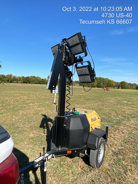 2022 Allmand NLV3GR (4) LED Light Fixture 350W, 23' Vertical Mast, 3kW Prime, Towable, ES Decals, T3