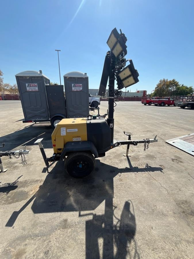 Allmand NLV3GR (4) LED Light Fixture 350W, 23' Vertical Mast, 3kW Prime, Towable, Deep Sea L401, Leveling Jacks, Yanmar T4F 5.8hp