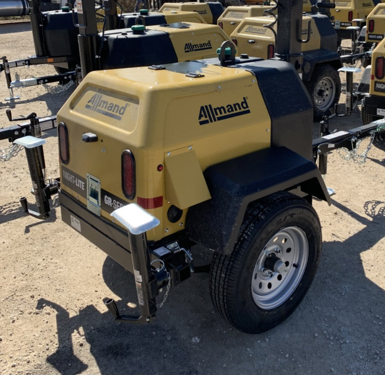 2022 Allmand NLV3GR (4) LED Light Fixture 350W, 23' Vertical Mast, 3kW Prime, Towable, Deep Sea L401, Leveling Jacks, Yanmar T4F 5.8hp