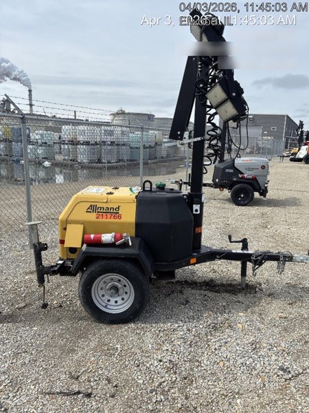 2022 Allmand NLV3GR (4) LED Light Fixture 350W, 23' Vertical Mast, 3kW Prime, Towable, Deep Sea L401, Leveling Jacks, Yanmar T4F 5.8hp