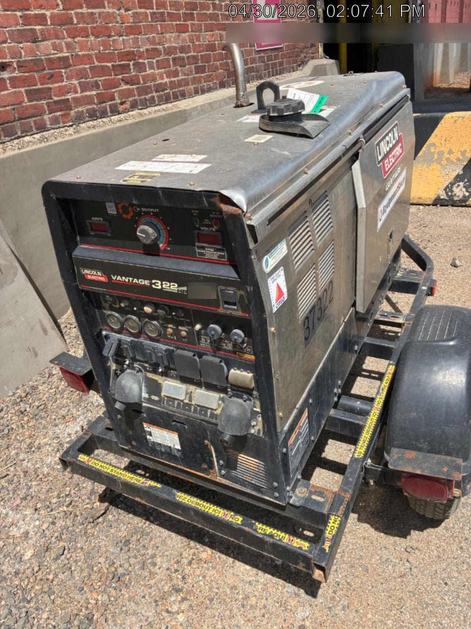 2019 Lincoln Electric Vantage 322 Ready-Pak 3, Two Wheel Trailer, Fender and Light Kit, Cable Rack