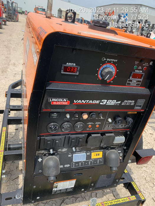 2021 Lincoln Electric Vantage 322 Vantage 322 Ready Pak 3 w/ Decals, ORANGE (includes trailer, cable rack, fender light kit) NO Telematics