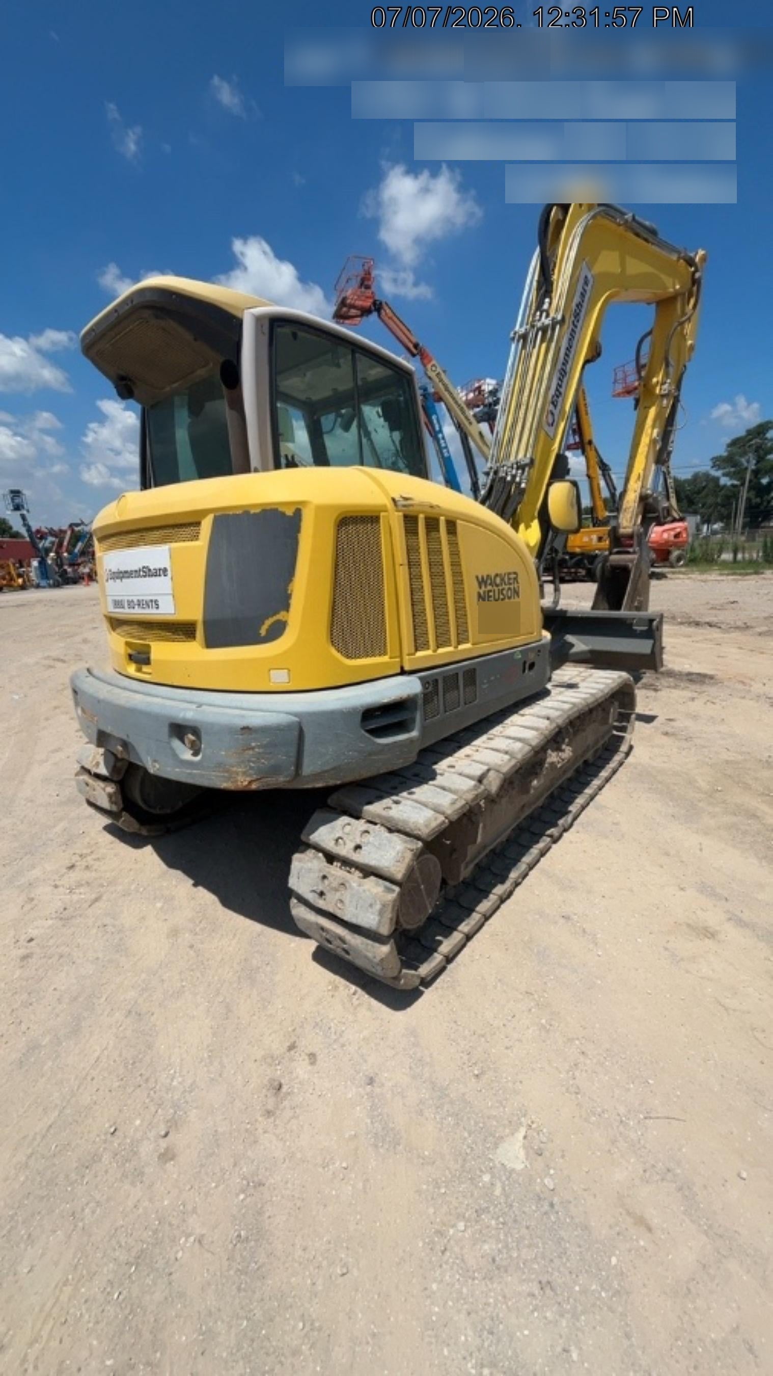 Wacker Neuson ET90 Enclosed Cab, Hybrid Tracks, Long Dipperstick, Bucket