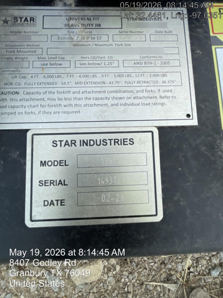 2026 STAR INDUSTRIES M1360B - Star JIB Boom