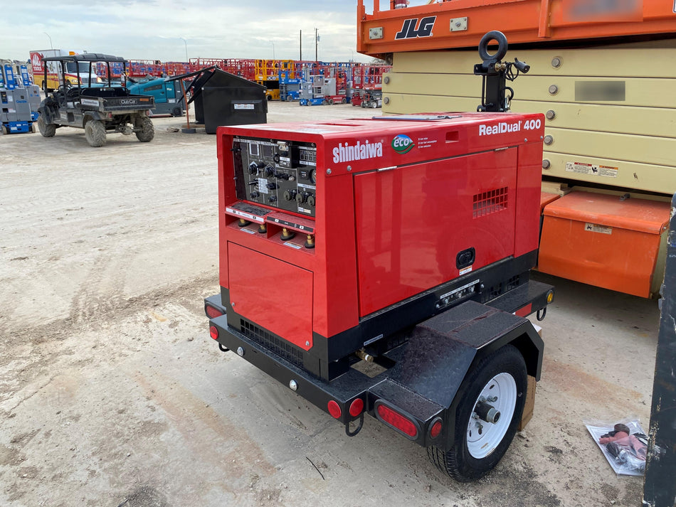 2022 Shindaiwa DGW400MDL Kubota D902 Engine, 23 HP, Dual Op Welder, Wire, Arc, Droop Stick, Tig, and CC Stick Functionality, Simulphase, 3 Phase and 1 Phase Gen Output, Single Axle NB Trlr, Slr Trckl Chrg 12V 12W, Fire Ext