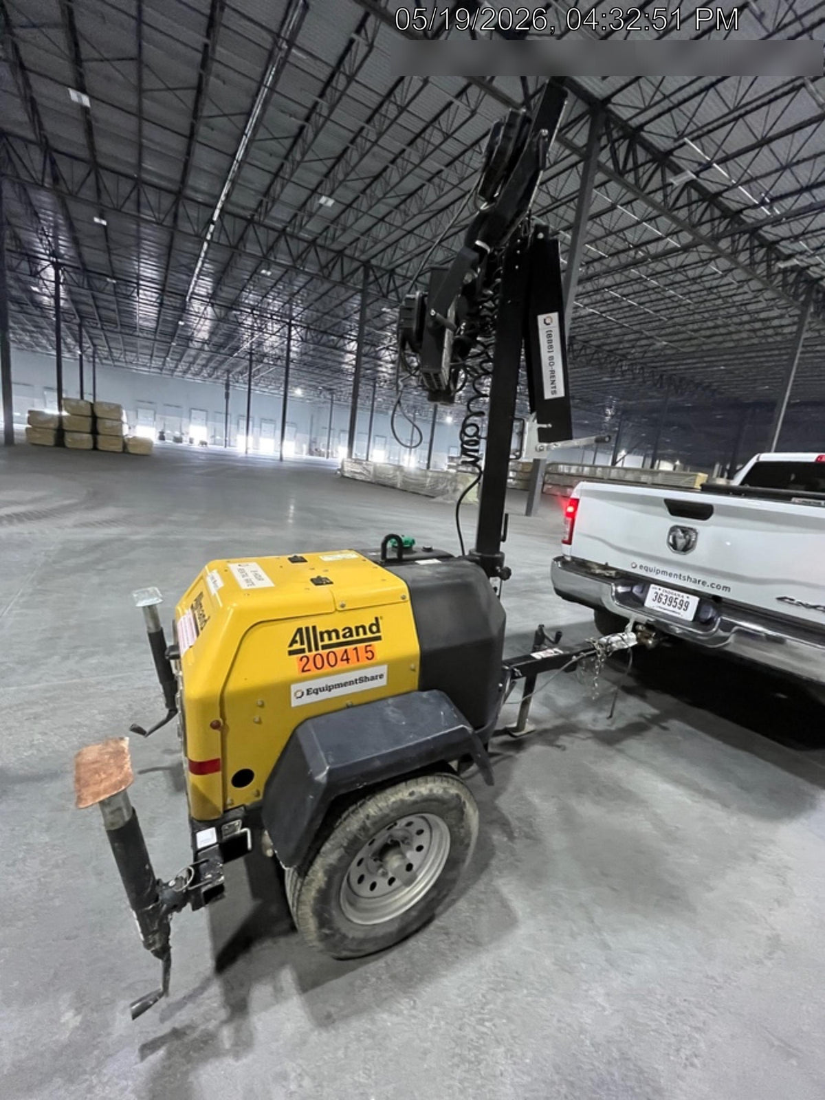 2022 Allmand NLV3GR (4) LED Light Fixture 350W, 23' Vertical Mast, 3kW Prime, Towable, Deep Sea L401, Leveling Jacks, Yanmar T4F 5.8hp