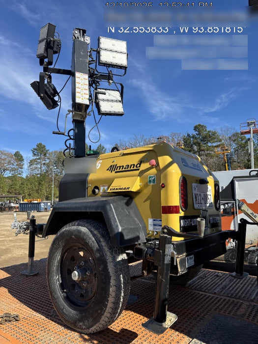 2022 Allmand NLV3GR (4) LED Light Fixture 350W, 23' Vertical Mast, 3kW Prime, Towable, ES Decals, T3