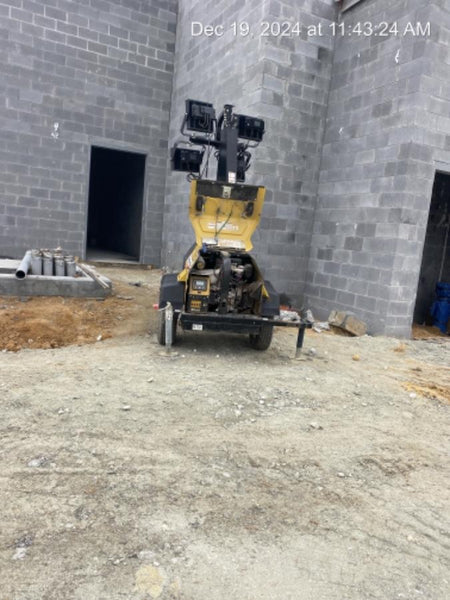 2021 Allmand NLV3GR (4) LED Light Fixture 350W, 23' Vertical Mast, 3kW Prime, Towable, Deep Sea L401, Leveling Jacks, Yanmar T4F 5.8hp