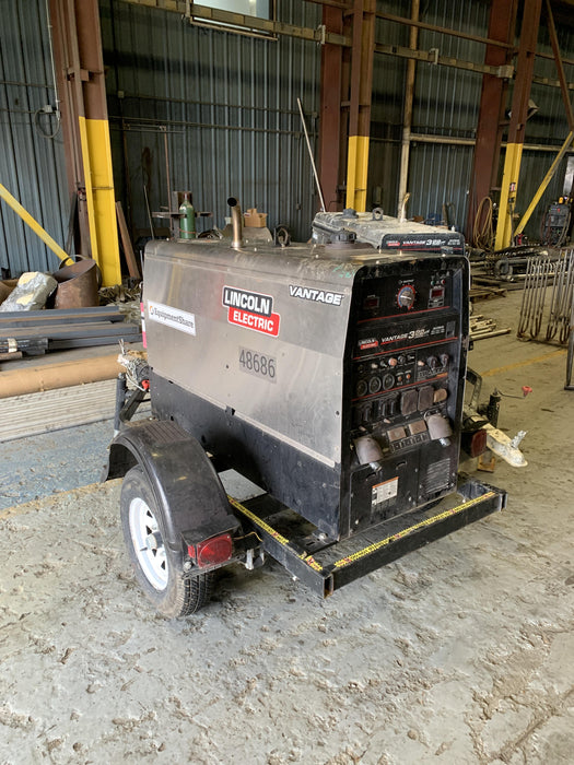 2019 Lincoln Electric Vantage 322 Ready-Pak 3, Two Wheel Trailer, Fender and Light Kit, Cable Rack