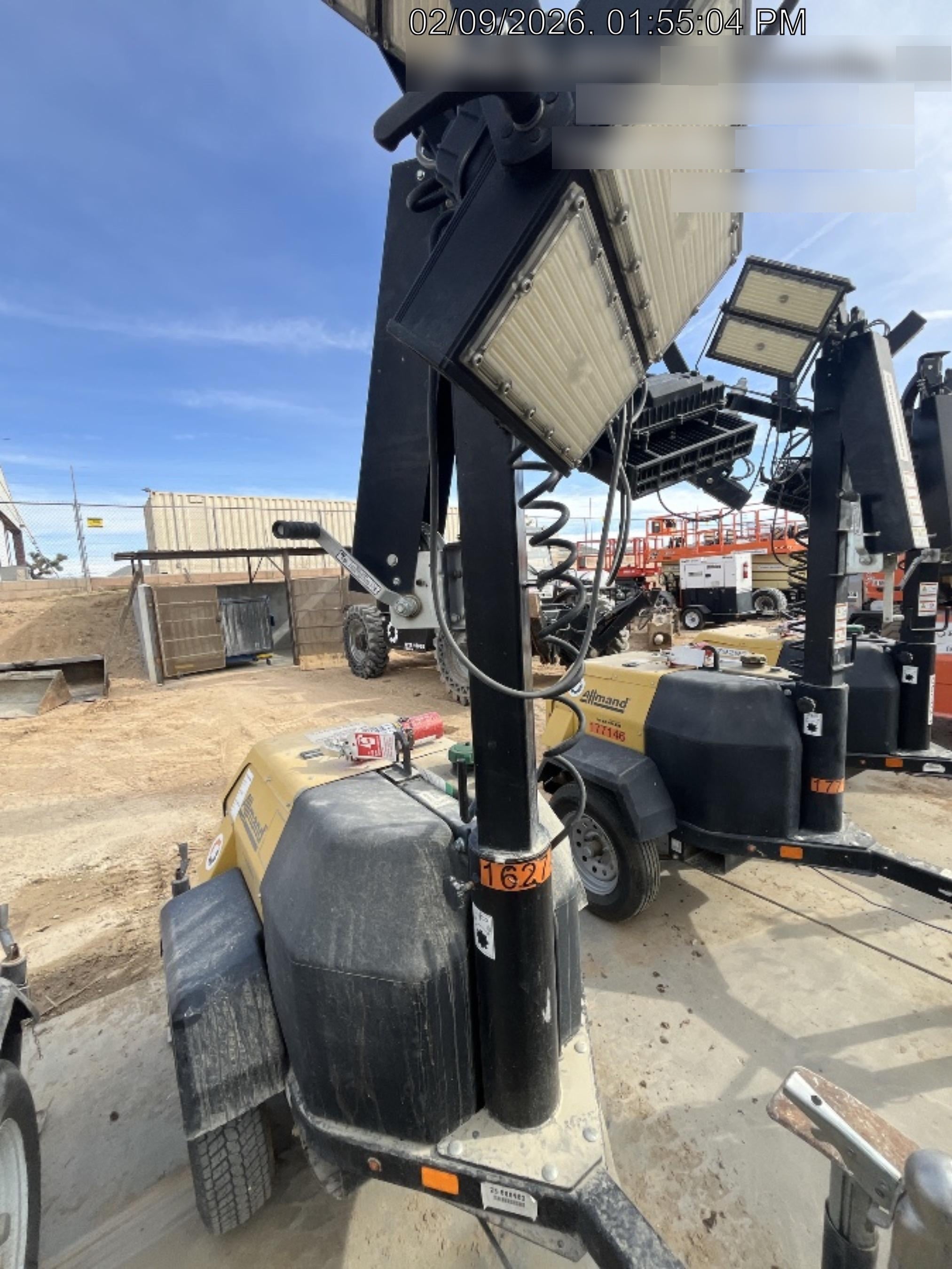 2021 Allmand NLV3GR (4) LED Light Fixture 350W, 23' Vertical Mast, 3kW Prime, Towable, Deep Sea L401, Leveling Jacks, Yanmar T4F 5.8hp