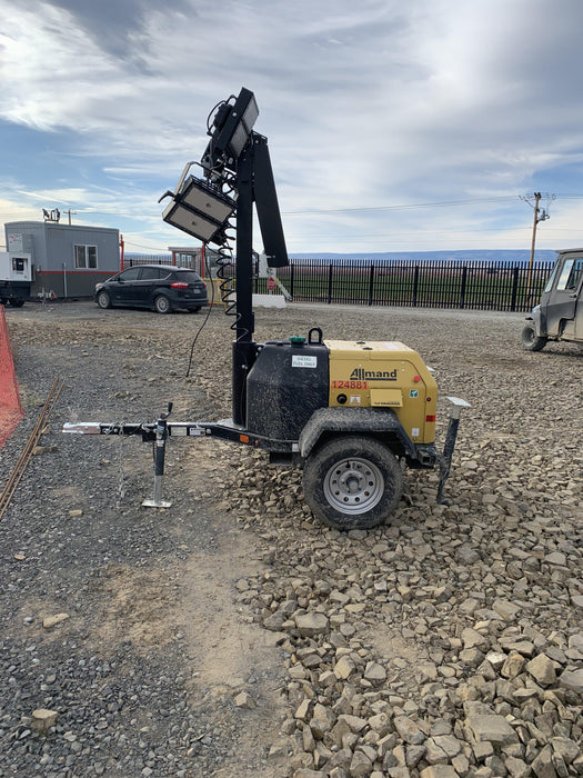 Allmand NLV3GR (4) LED Light Fixture 350W, 23' Vertical Mast, 3kW Prime, Towable, Deep Sea L401, Leveling Jacks, Yanmar T4F 5.8hp