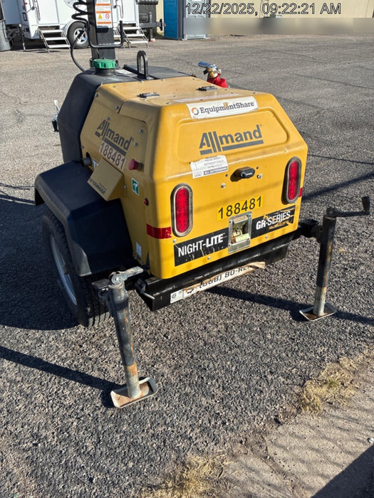 Allmand NLV3GR (4) LED Light Fixture 350W, 23' Vertical Mast, 3kW Prime, Towable, Deep Sea L401, Leveling Jacks, Yanmar T4F 5.8hp