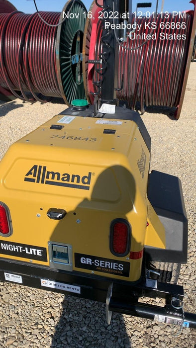 2022 Allmand NLV3GR (4) LED Light Fixture 350W, 23' Vertical Mast, 3kW Prime, Towable, ES Decals, T3