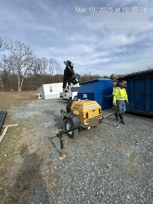 2021 Allmand NLV3GR (4) LED Light Fixture 350W, 23' Vertical Mast, 3kW Prime, Towable, Deep Sea L401, Leveling Jacks, Yanmar T4F 5.8hp