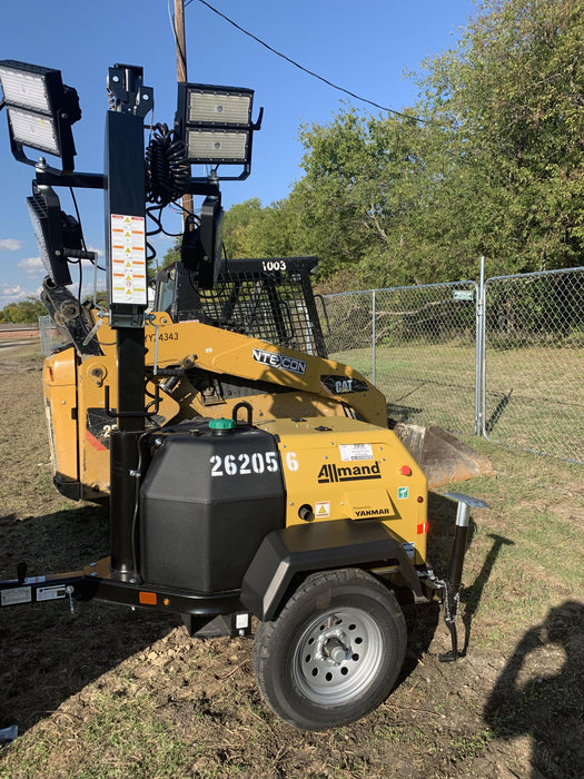 2022 Allmand NLV3GR (4) LED Light Fixture 350W, 23' Vertical Mast, 3kW Prime, Towable, ES Decals, T3