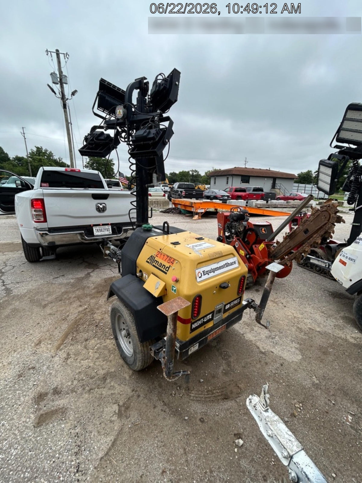 2022 Allmand NLV3GR (4) LED Light Fixture 350W, 23' Vertical Mast, 3kW Prime, Towable, Deep Sea L401, Leveling Jacks, Yanmar T4F 5.8hp