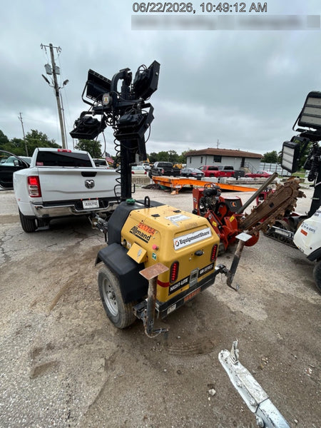 2022 Allmand NLV3GR (4) LED Light Fixture 350W, 23' Vertical Mast, 3kW Prime, Towable, Deep Sea L401, Leveling Jacks, Yanmar T4F 5.8hp